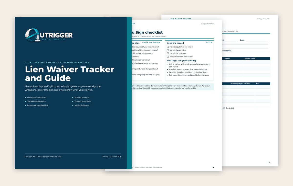 Pages from the Lien Waiver Tracker and Guide